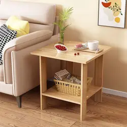 Bedside Table Wooden 2-Layers Nightstands Simple Modern Storage Shelf Small Cabinet Bedside Cabinet Bedroom Storage Side Table