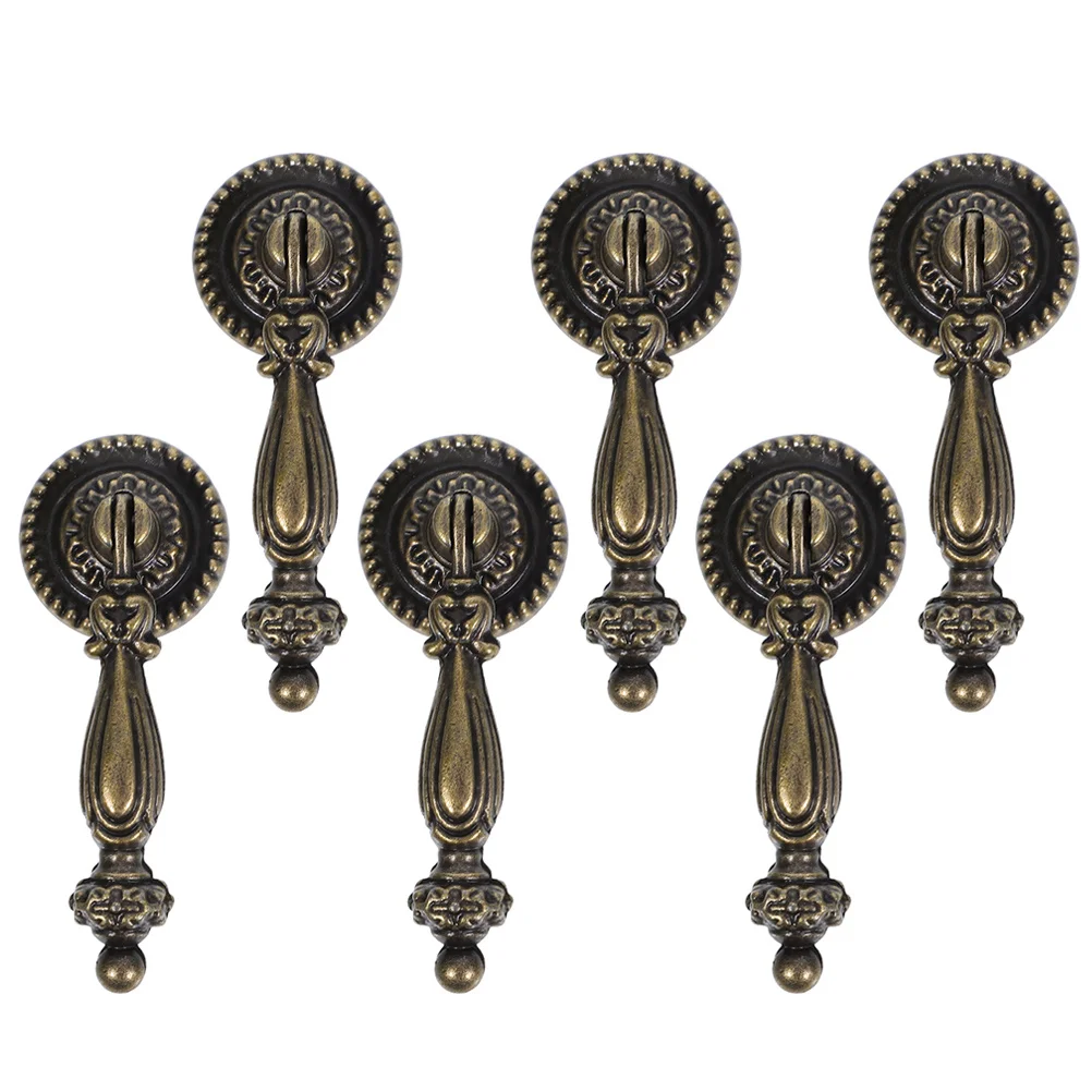 

6 шт., винтажная фурнитура для шкафа, ручки для ящиков из цинкового сплава, простая установка, ручки с одним отверстием для обновления мебели, винтажные ручки для шкафа