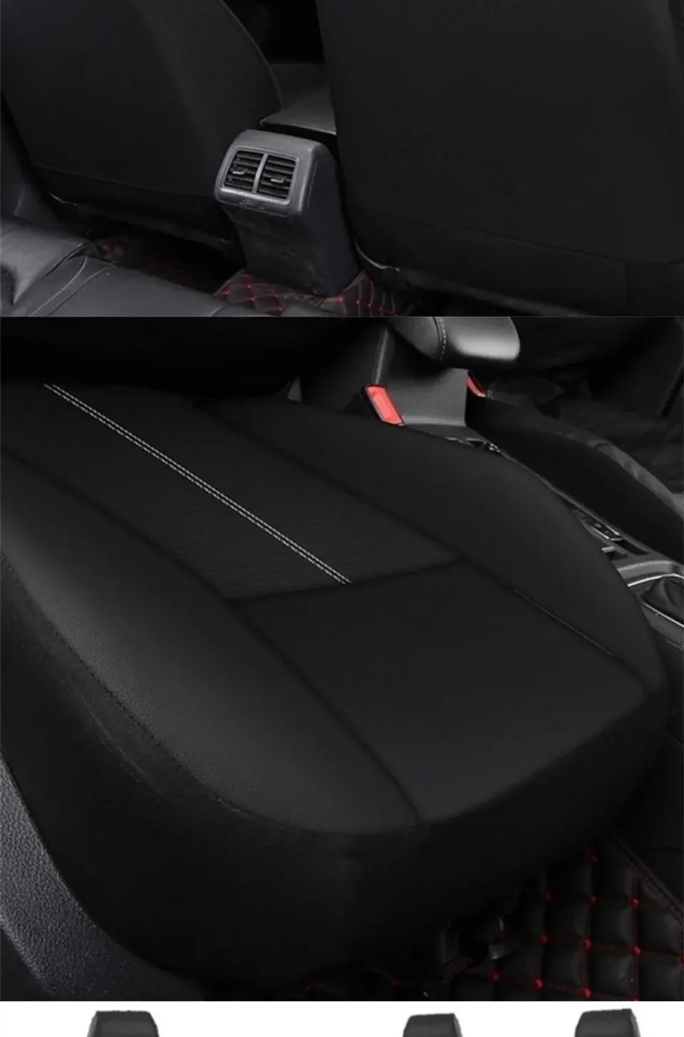 Universeller Autositzbezug aus PU-Leder für Vorder- und Rücksitze, Rückenlehnenpolster für Auto-Innenraum, LKW, SUV, Limousine – Detail 3