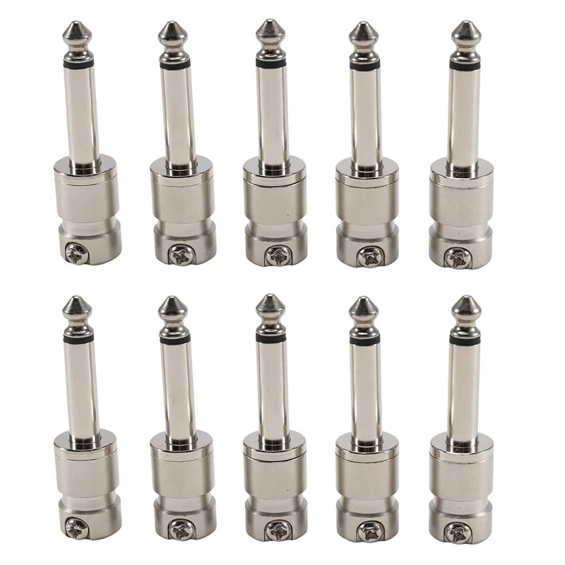 Quality For Guitar Pedal Patch Cable- 10Pc 6.35Mm For TS Mini Short Barrelful Zinc Alloy Jack Plug-Screw Lock, HIFI Audio