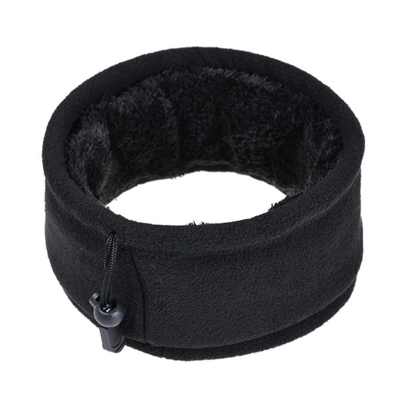 Q5WE Men Women Fleece Neck Warmer Gaiter Double Layer Plush Lined Thermal Face Mask Scarf Cycling Adjustable Beanie Hat