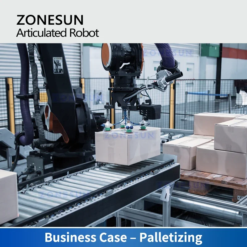 ZONESUN Industrial Articulated Robot 4 Axis Palletizer Material Handling Robotic Arm Automation Production Integrated Line