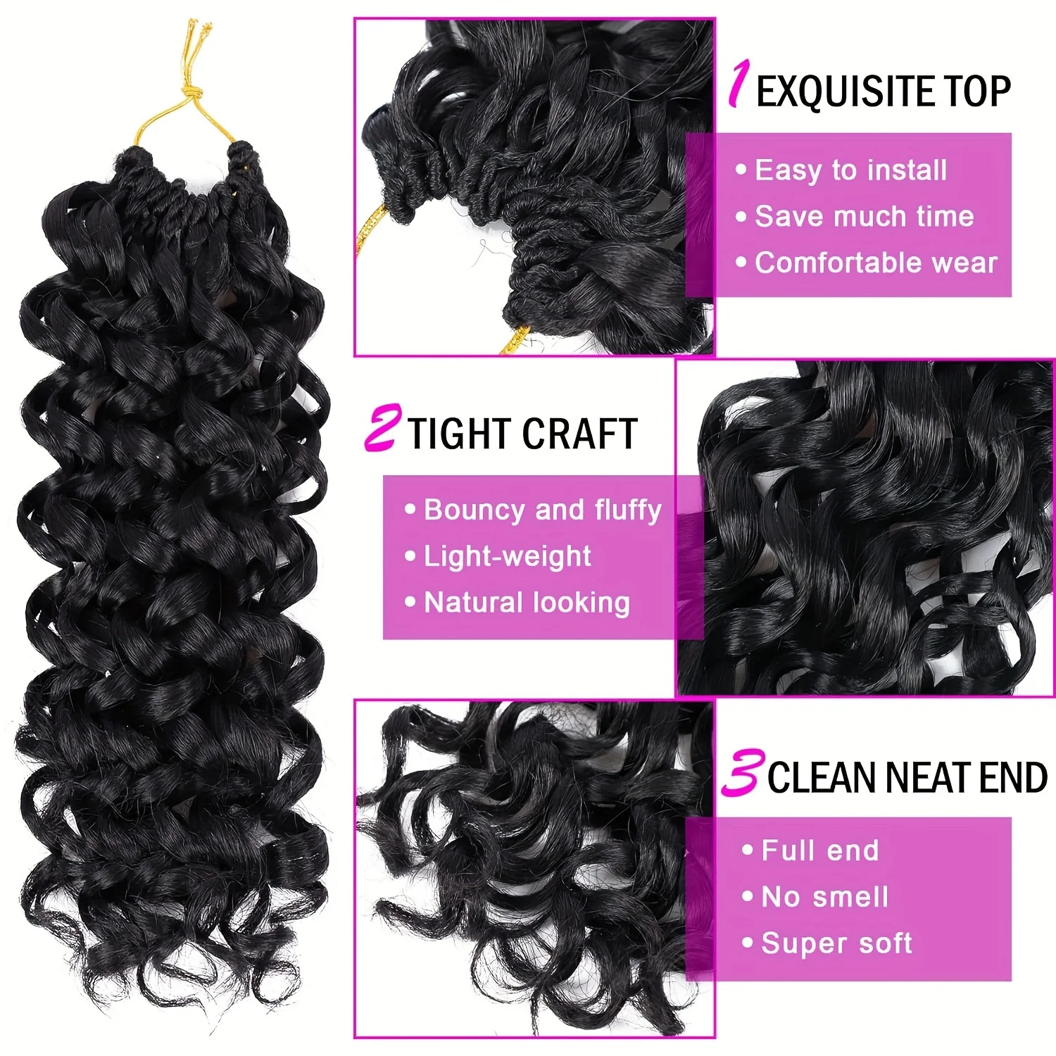 10 Inch GoGo Curl Crochet Hair,1 Pack Women's Curly Beach Waves, Water Wave Braids Synthetic Extensions view 3