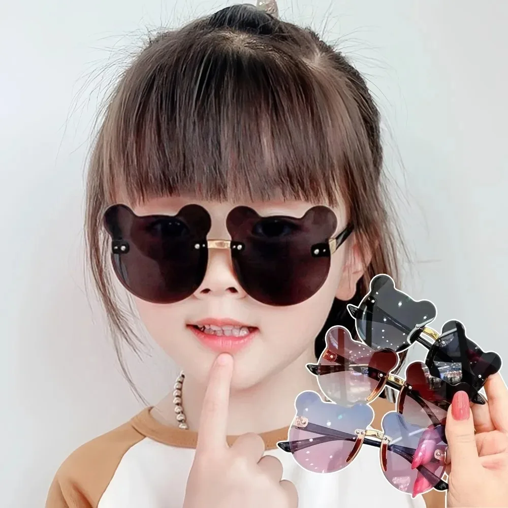 

Children Sunglassess Cute Cartoon Bear Sunglasses for Boy Girl Kids Rimless Sunglasses UV400 Outdoor Travel Skiing Sunglassess