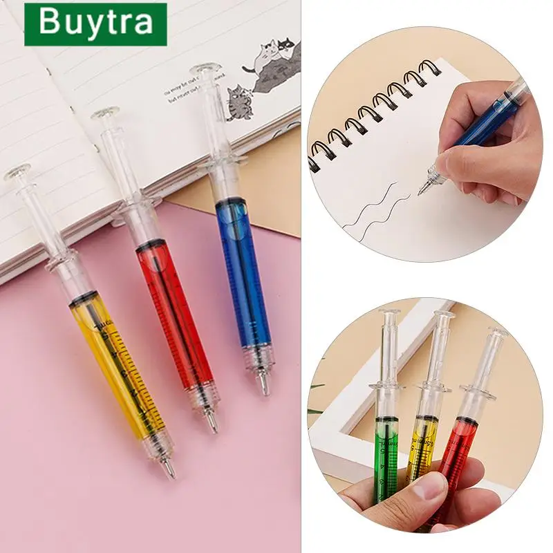 1pc Injection Type Red Blue Color Ball Point Pen Doctor Nurse Gift Liquid Pen  Transmission Syringe Pens