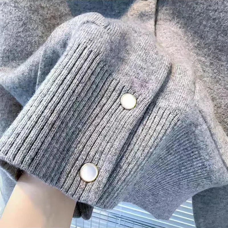 Spring French Women\'s Knitted Sandros Paris Cardigan Peter Pan Collar Long Sleeve Single Breasted Knitted Women\'s Cardigan New