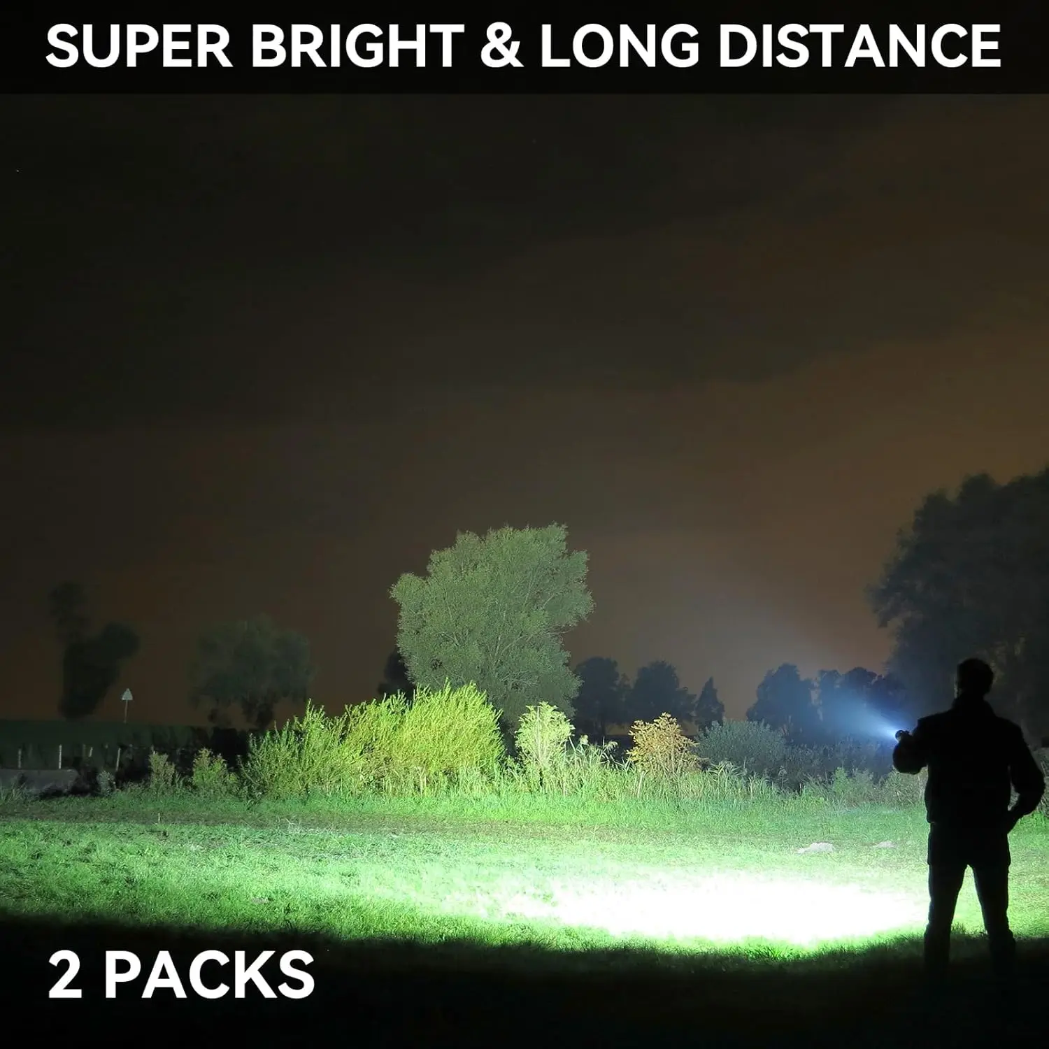 Super Bright 90K Lumen Rechargeable LED Flashlight, 2 Pack with 5 Modes for Camping & Outdoor Use