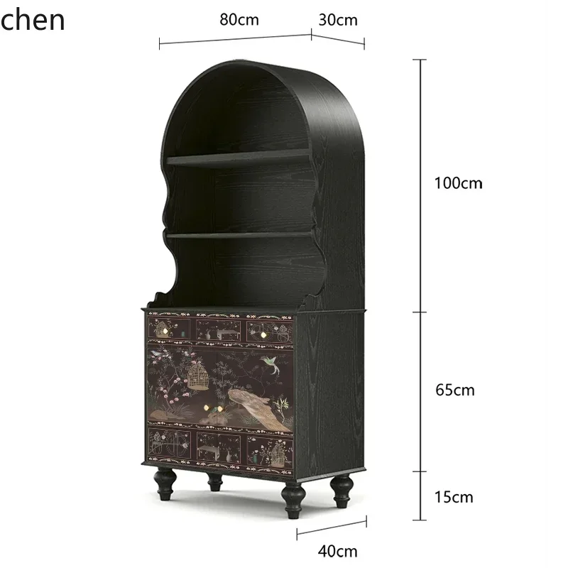 DSA  Chinese Style Bookcase Living Room Solid Wood Dining Entryway Storage Decoration No Assembly