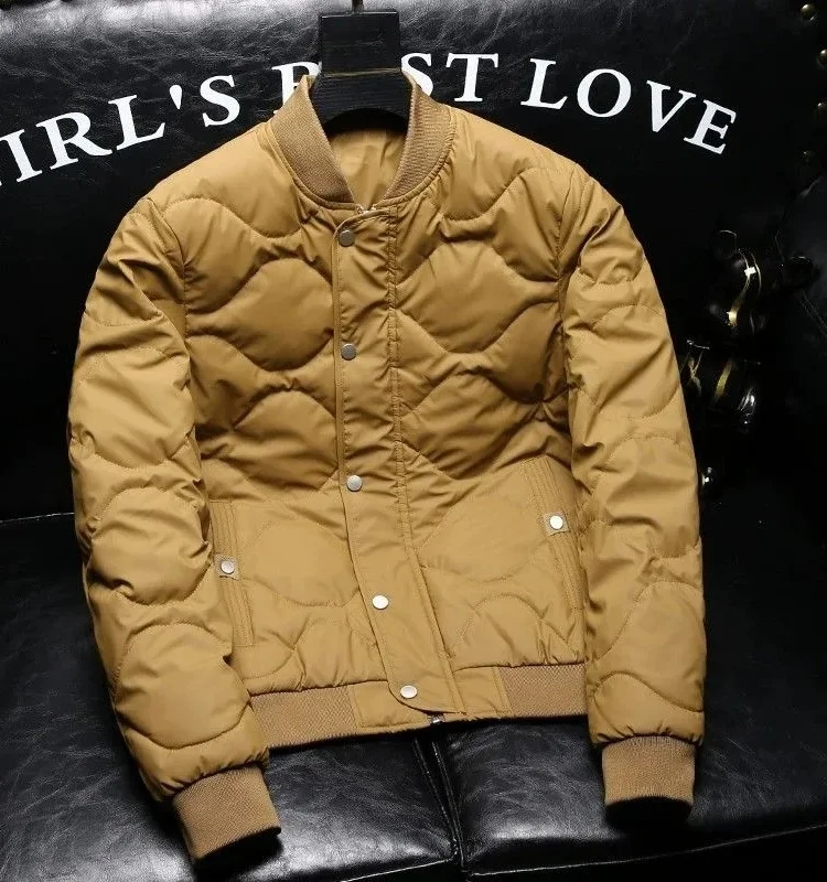 

Warmth Baseball Collar ort Lightweight Men's Cotton Jaet Trendy Plaid Casual Versatile Winter Outerwear Youth Faion