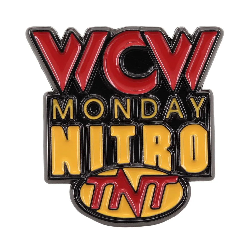 Wcw segunda-feira nitro logotipo esmalte pino americano profissional wrestling programa de televisão lapela broche fãs presente crachá acessórios col