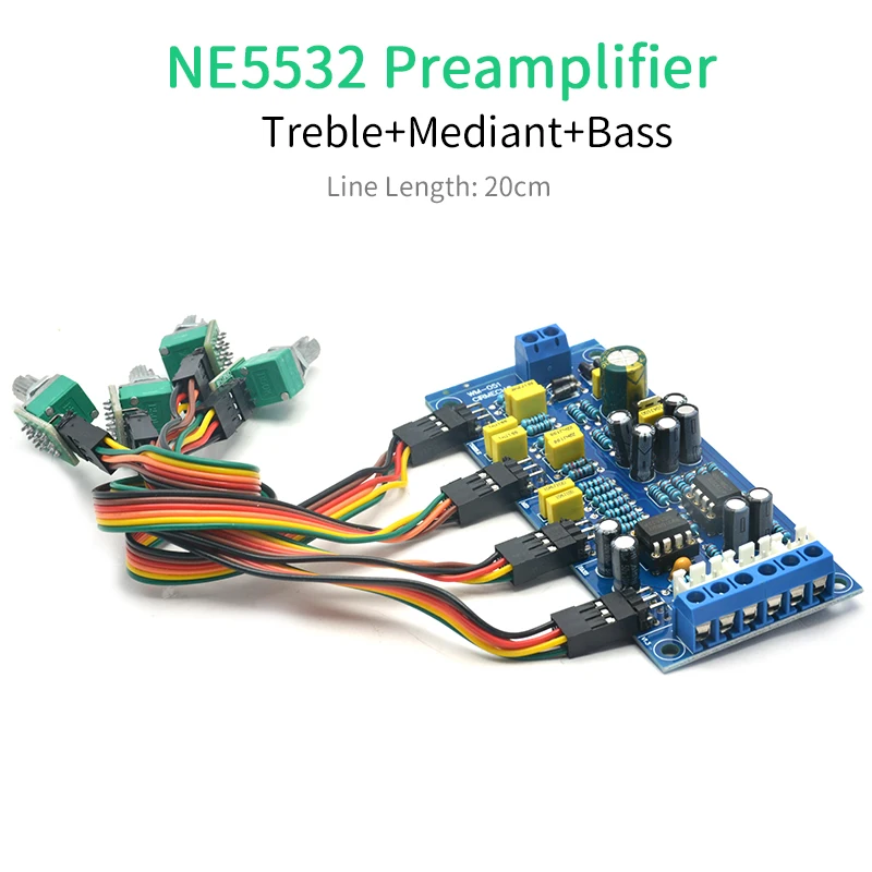UNISIAN Tone board NE5532 OP-AMP HIFI Preamplifier Bass Treble Volume Tone Control Board For Amplifiers DIY KIT