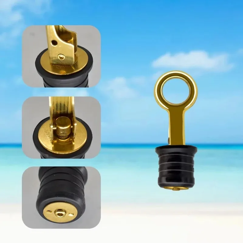 Boat Accessories Compression Plug Rubber Brass Snap Tight Flip Style Boat Part Brass Boat Drain Plug