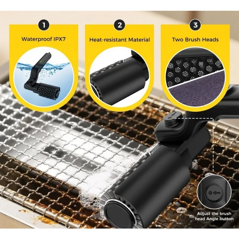 Heavy Duty Electric Grill Cleaning Brush Stainless Steel Scrubber Oil Stain Remover for Grill Grates Kitchen Gadget
