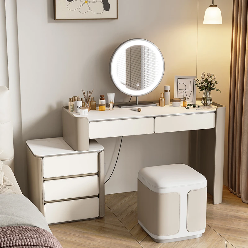 White Desk Bedroom Organizer Furniture Makeup Headdresses Storage Cabinet Vanity Table Mirror Mesa De Maquillaje Dresser Home