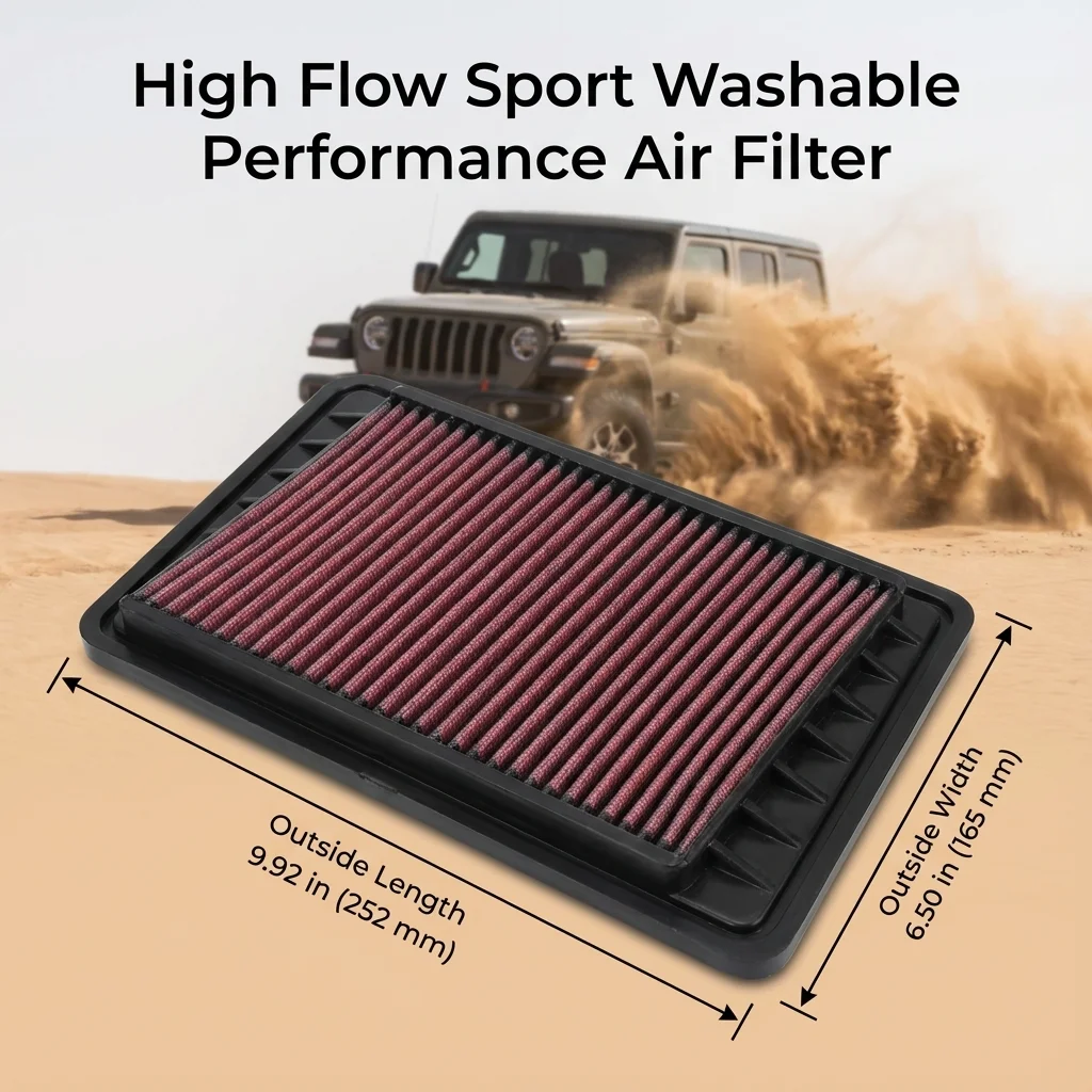 For Jeep Wrangler II TJ Cherokee KJ 2.4L Laredo ED1  Engine High Flow Sport Washable Performance Air Filter OEM 5019443A