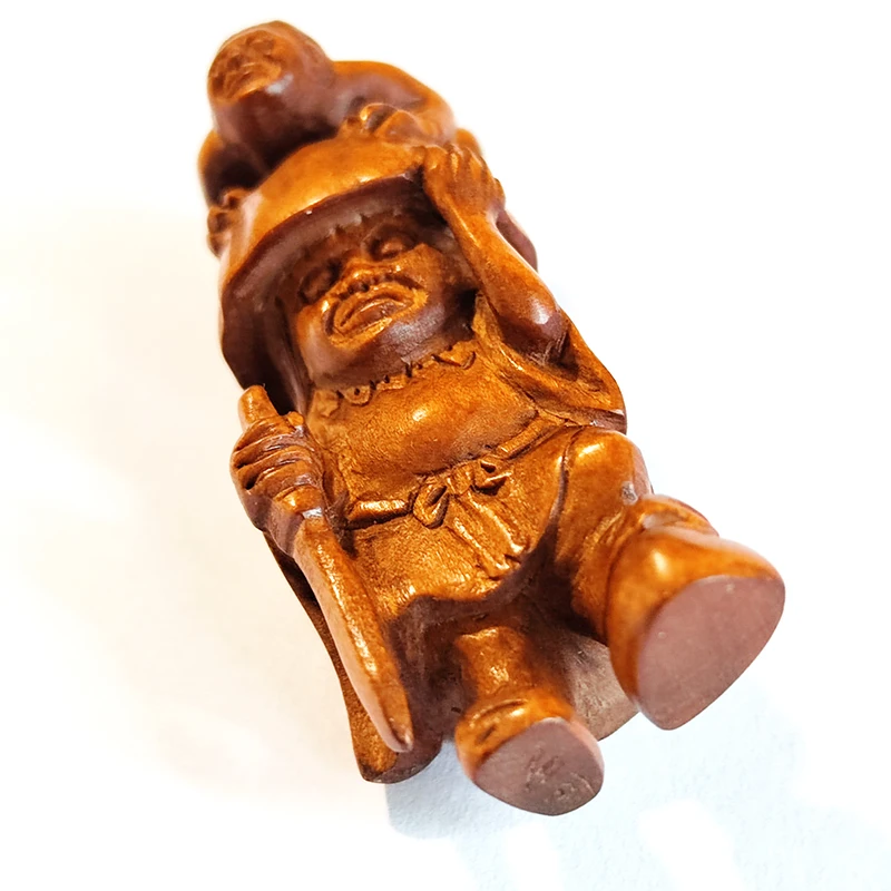 Imagem -02 - Mão Esculpida Japonês Boxwood Netsuke Oni Man Monster Y8654