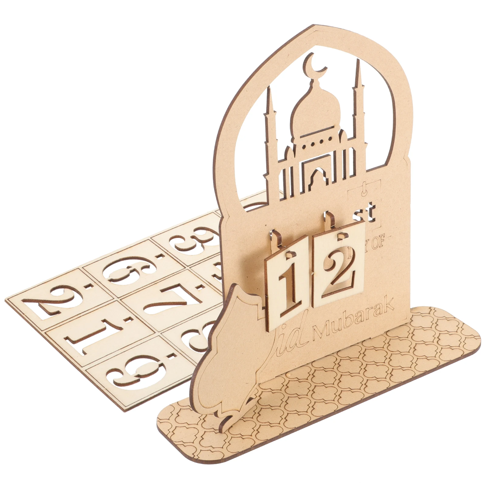 

Календарь обратного отсчета Ид Мубарак 2024, декоративный деревянный настольный календарь для вечеринки в честь Рамадана, украшение для дома и офиса, подарок