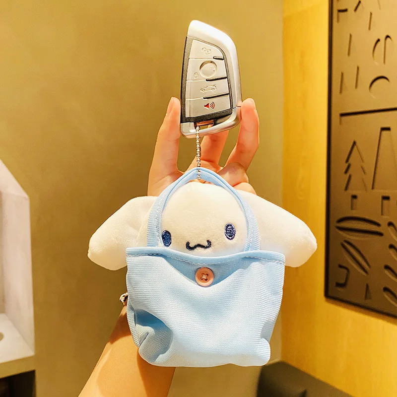 Sanrio Hello Kitty Y2K Plush Keychain Cute Cartoon Cinnamoroll Kuromi Children's Doll Toy Pendant Girls Backpack Pendant Gift