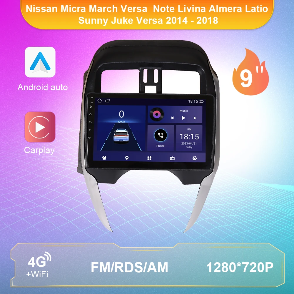 

2din Android 10 Car Radio Multimedia For Nissan Micra March Versa Note Livina Almera Latio Sunny Juke Versa 2014 - 2018 9"