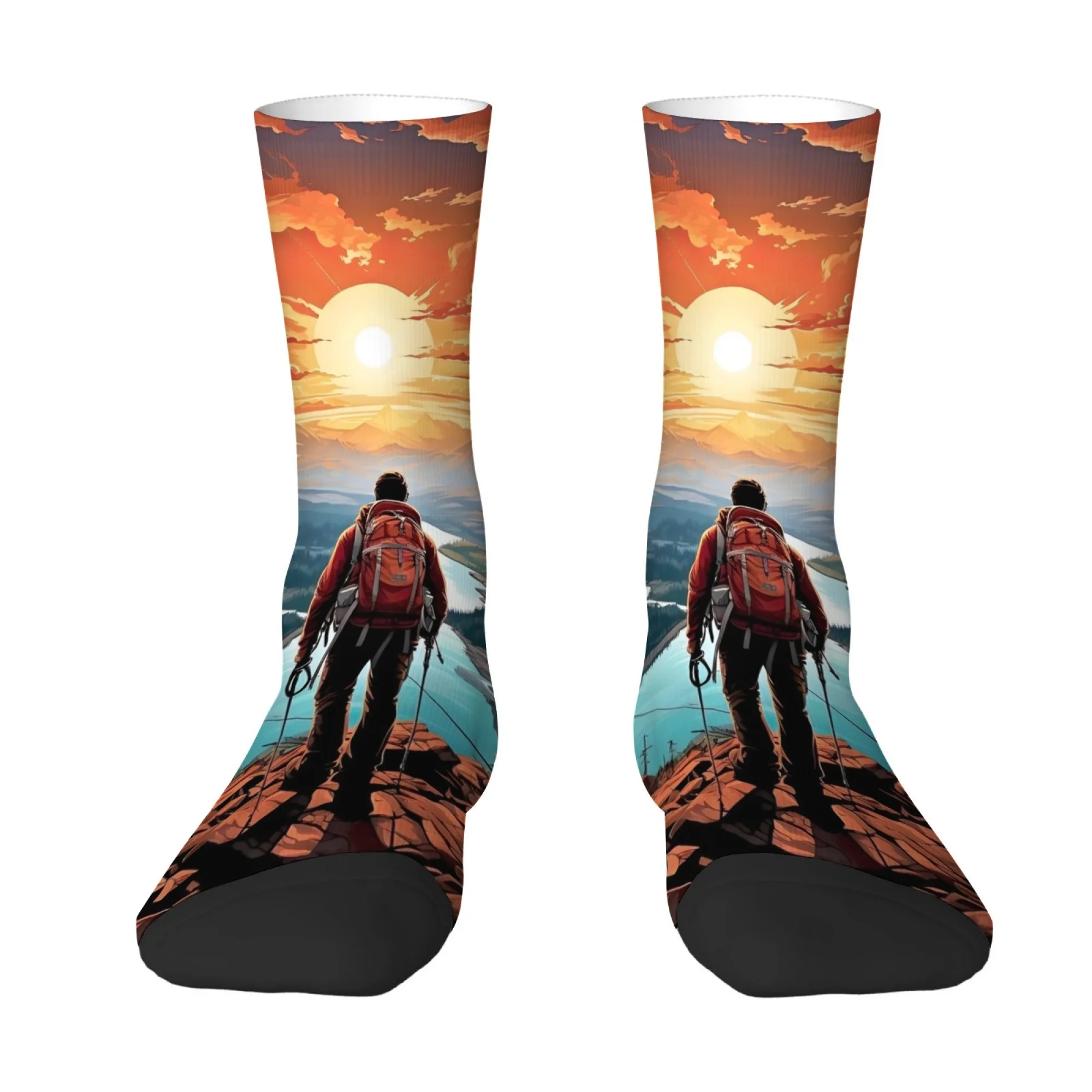 

Outdoor Adventure Hiking-Themed Cartoon Print Socks Casual Fashion Men's Socks Comfortable Breathable Anti-Slip Sports Socks