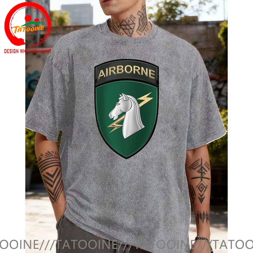 خمر غسلها القطن تي شيرت الجيش الأمريكي المحمولة جوا 1st العمليات الخاصة تي شيرت الموضة العصرية ملابس كاجوال التي شيرت الشارع قميص