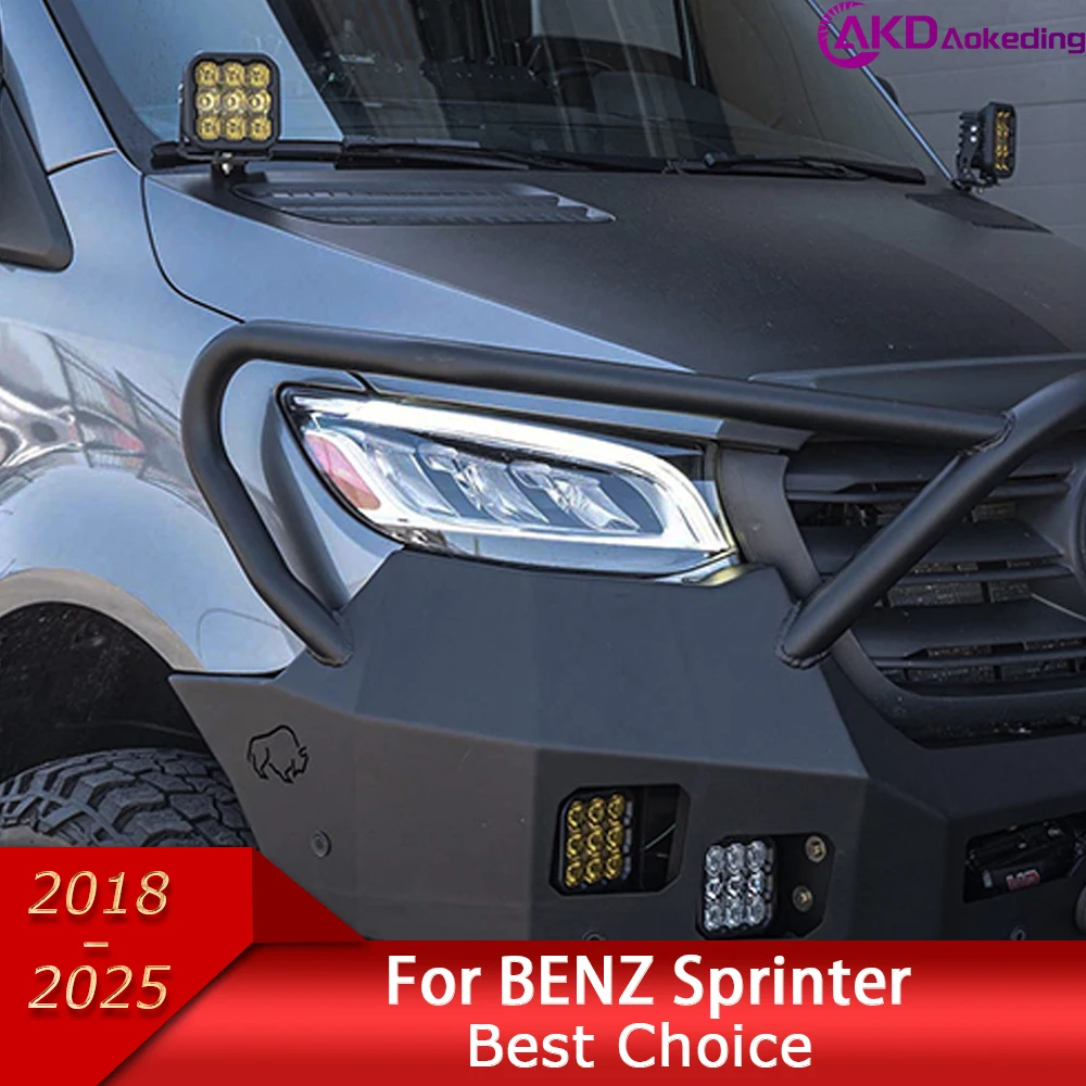 

Автомобильные фары для Benz Sprinter, светодиодные фары 2018-2025, фары W907 DRL, указатель поворота, дальний свет, все светодиодные линзы проектора