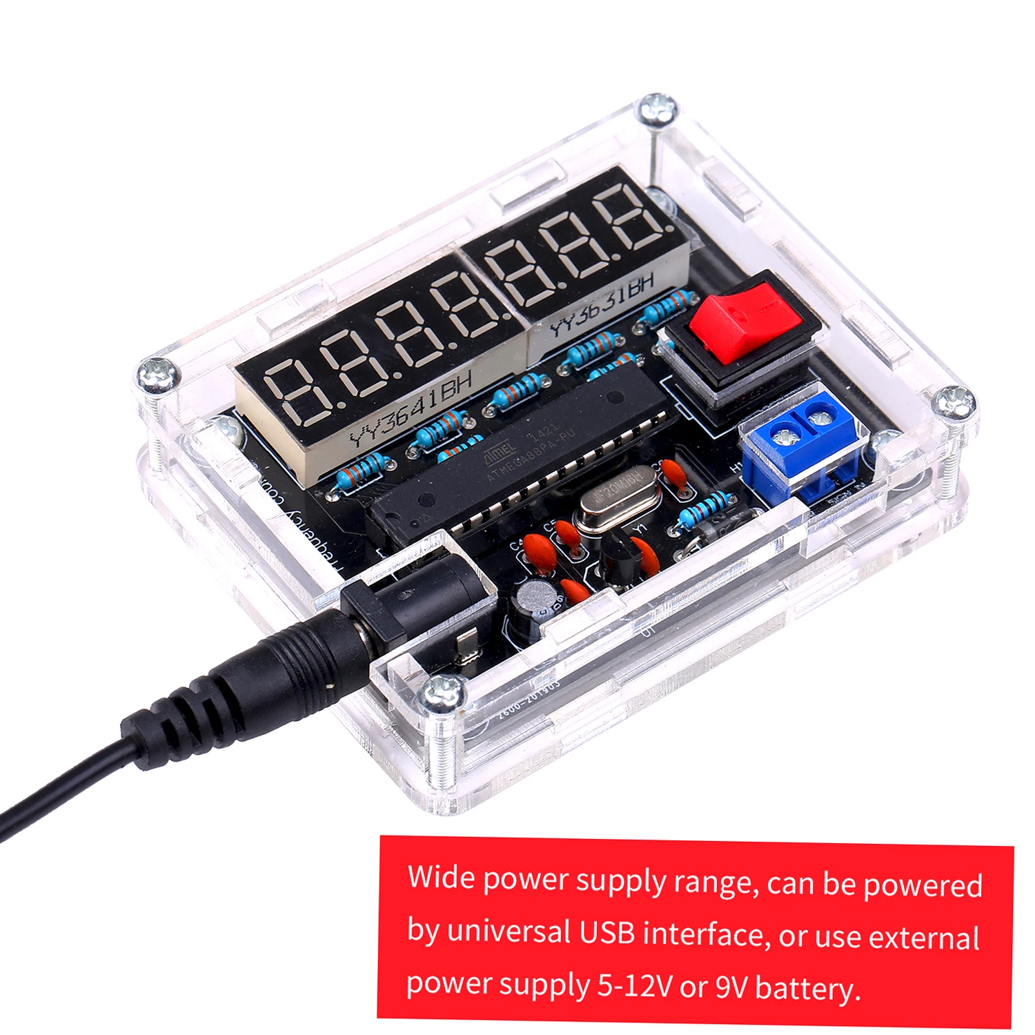 10MHz Frequency Meter DIY Kit Frequency Counter AVR Frequency with Shell Counter Cymometer Frequency Measurement 0.000 001Hz