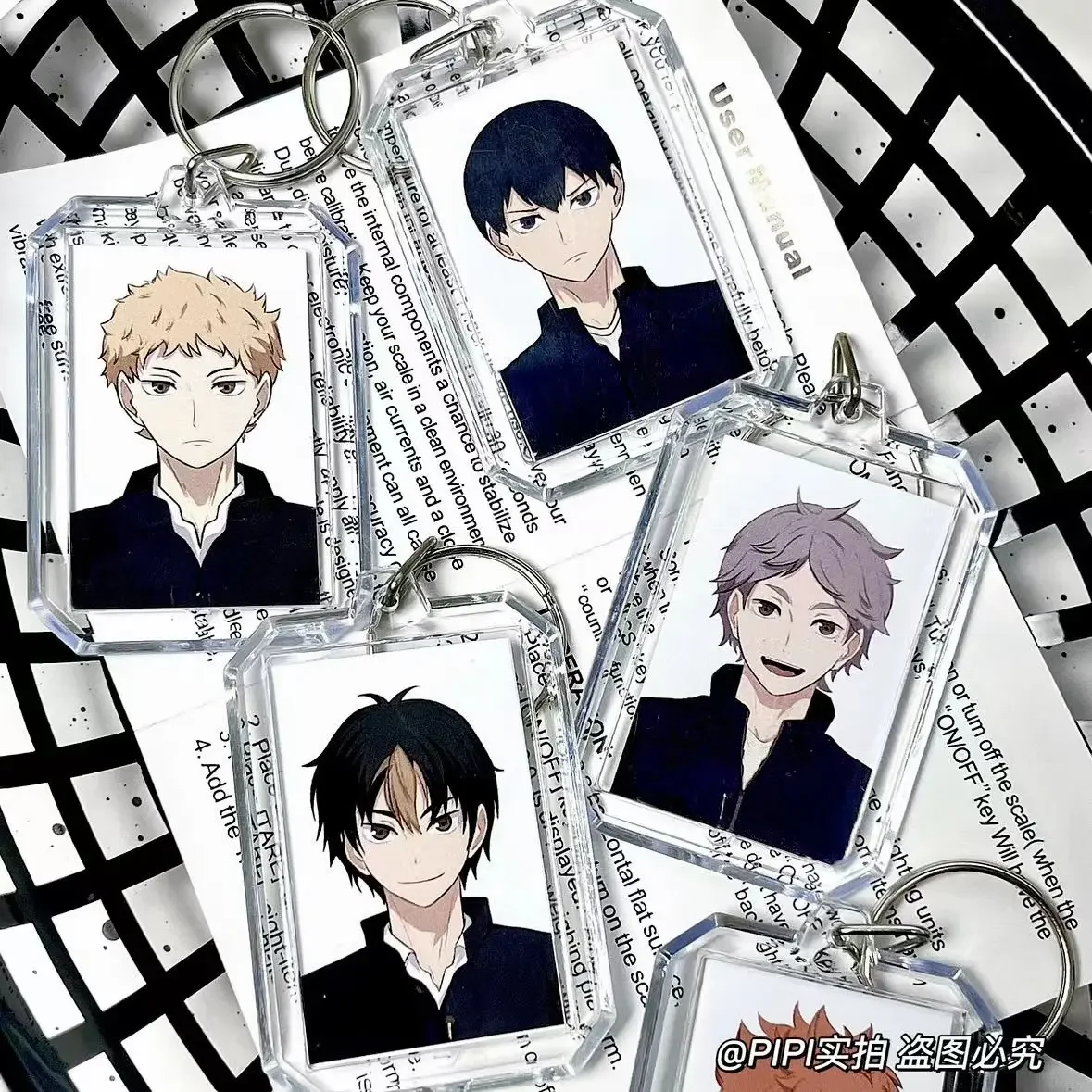 ¡Anime Haikyuu! Llavero con foto de identificación de Shoyo Hinata Tobio Kageyama, colgante de bolsa, bonito Ambitus