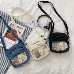 Bolsos cruzados de lona japonesa para estudiantes para mujer, bolso de hombro pequeño de dibujos animados, bandolera para chica Kawaii a la moda para teléfono 2023