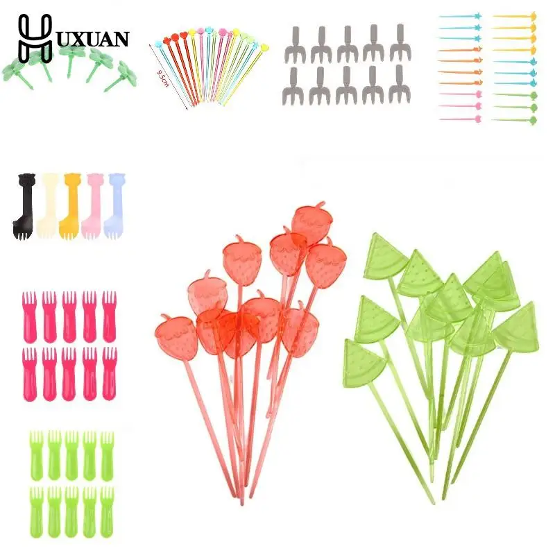 1 Set Cartoon Fruit Fork Animal Party Buffet Fruit Dessert Food Cocktail Sandwich Fork Stick Home Party Tableware Picks For Kids