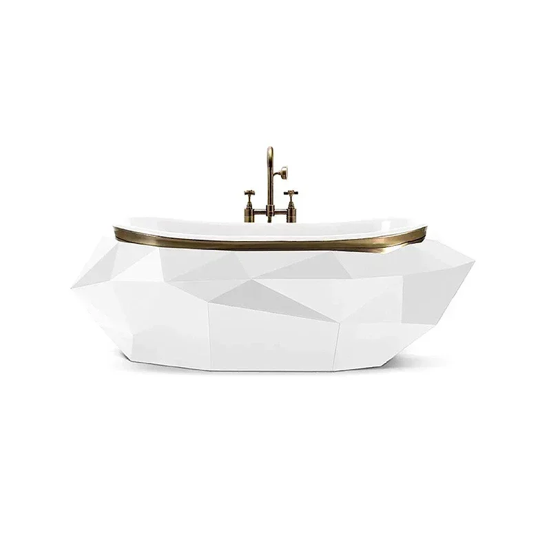 Stainless Steel Diamond Bathtub Villa Hotel Household Bathroom Light Luxury Independent Bathroom Cylinder