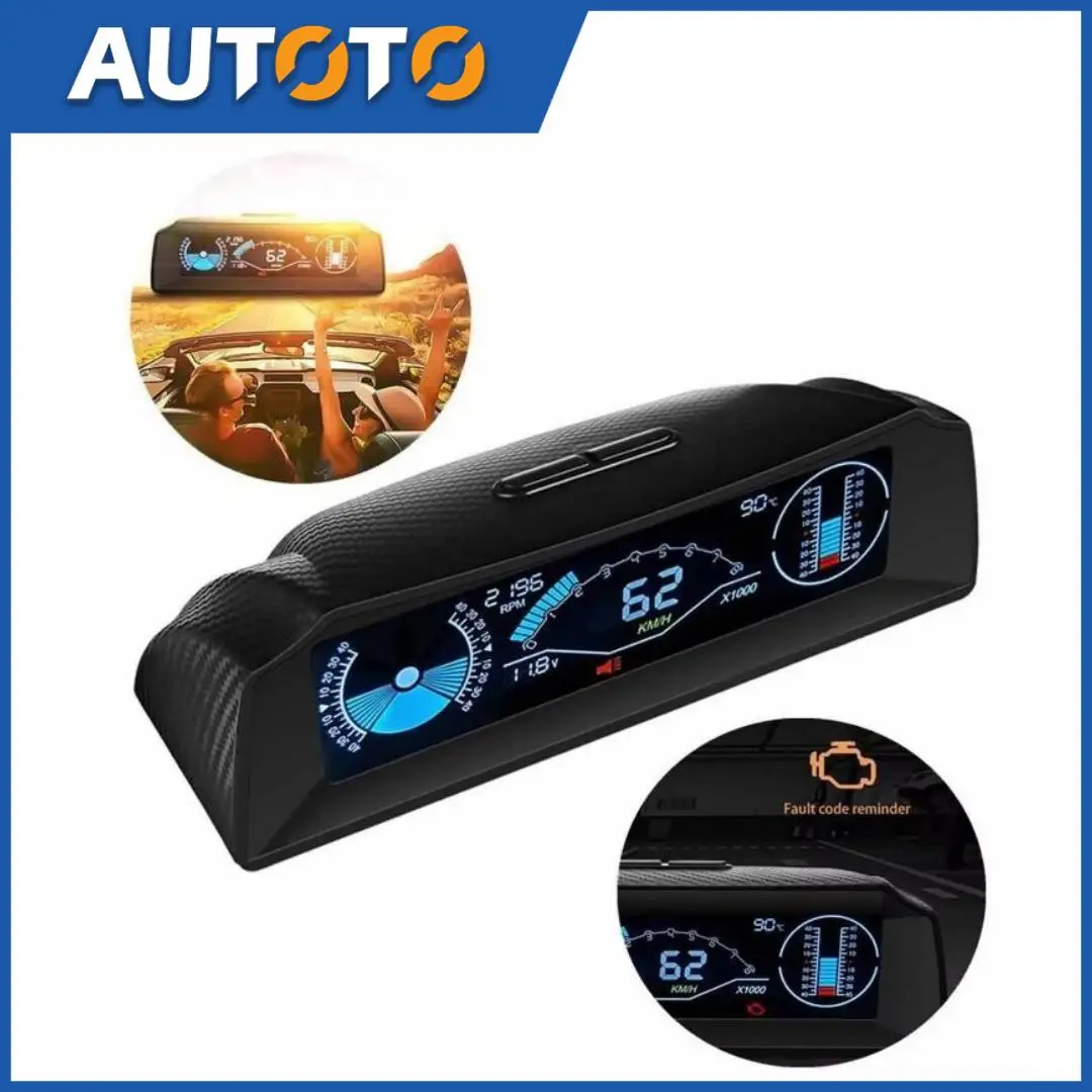 Car HUD Head-Up-Digital Speedometer Slope Display,  OBD2 Multi-function Gauge for Most Cars Made After 2008 12v