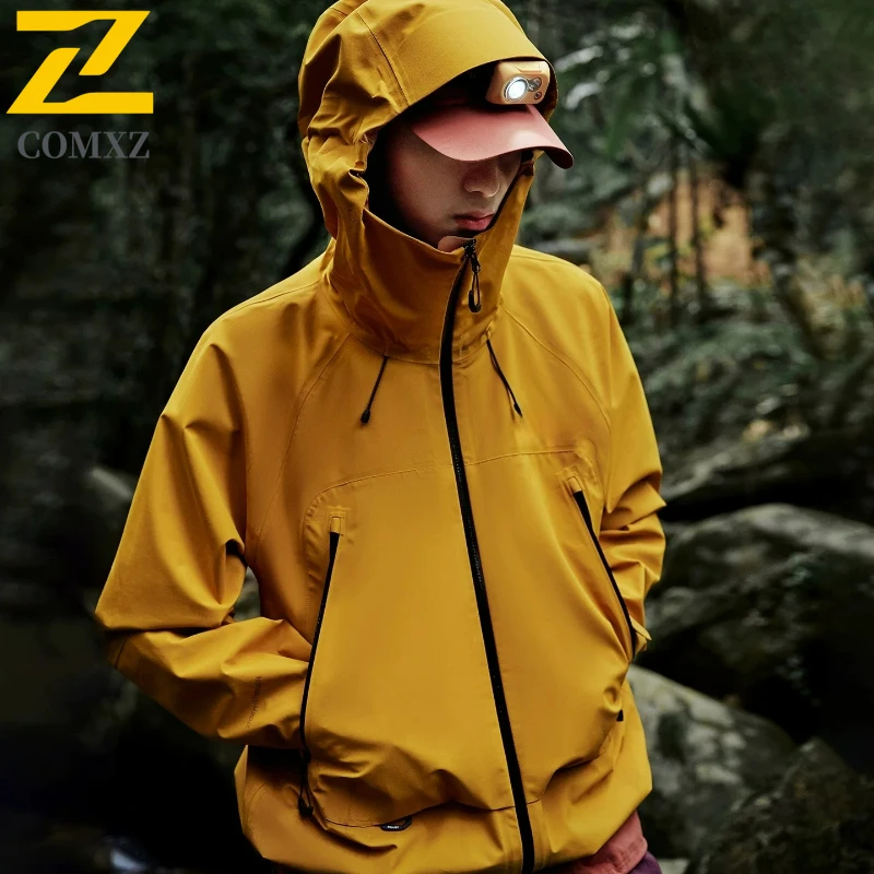 

COMXZ мужские куртки Valley с несколькими карманами из софтшелла, свободные водонепроницаемые уличные осенние прогулочные гоночные куртки, минималистичное пальто