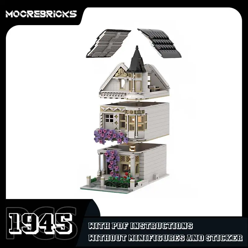 MOC Viktorianischen Stadt Haus Modell Ziegel City Street View Bausteine DIY Kreative Montage Architektur Spielzeug Set Geschenke