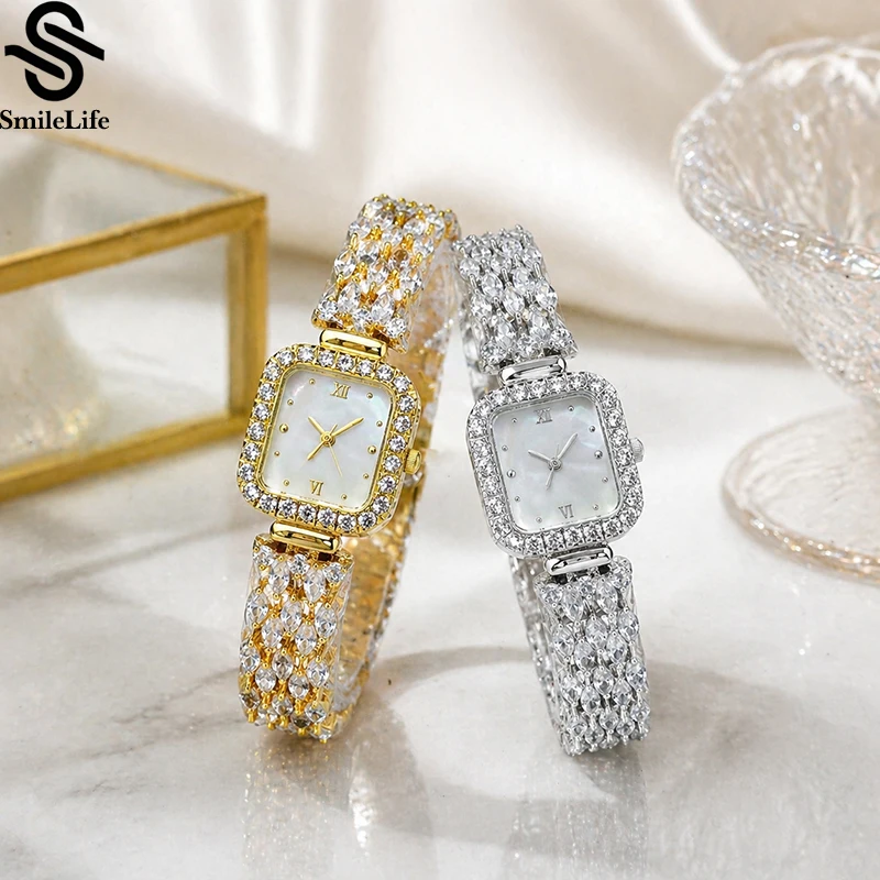 Smilelife 23mm*25.5mm Women's WristWatch Japan Quartz Movement Luxury Women's Diamond Square Women Watches