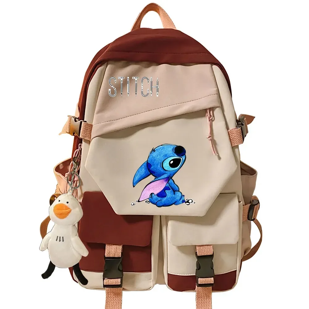 

Новые школьные ранцы для подростков Kawaii Stitch, детские школьные сумки для книг, женский лоскутный рюкзак, холст, студенческий рюкзак