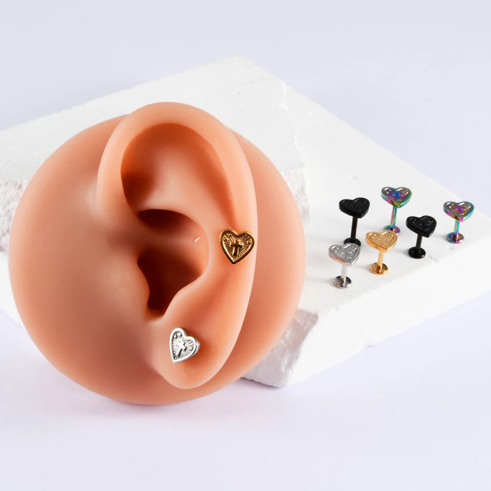 1 قطعة الفولاذ المقاوم للصدأ فراشة مسمار شقة عودة الزنمة اللولب القرط Labret اللولب Daith مسمار البرق القلب تصميم القرط مجوهرات