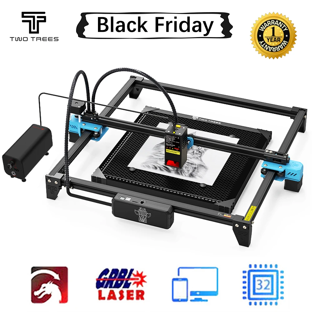 TwoTrees 130W CNC Laser Engraving Machine TTS-20 PRO APP Wifi Control 418x418mm Metal Laser Engraver Wood Leather Cutting