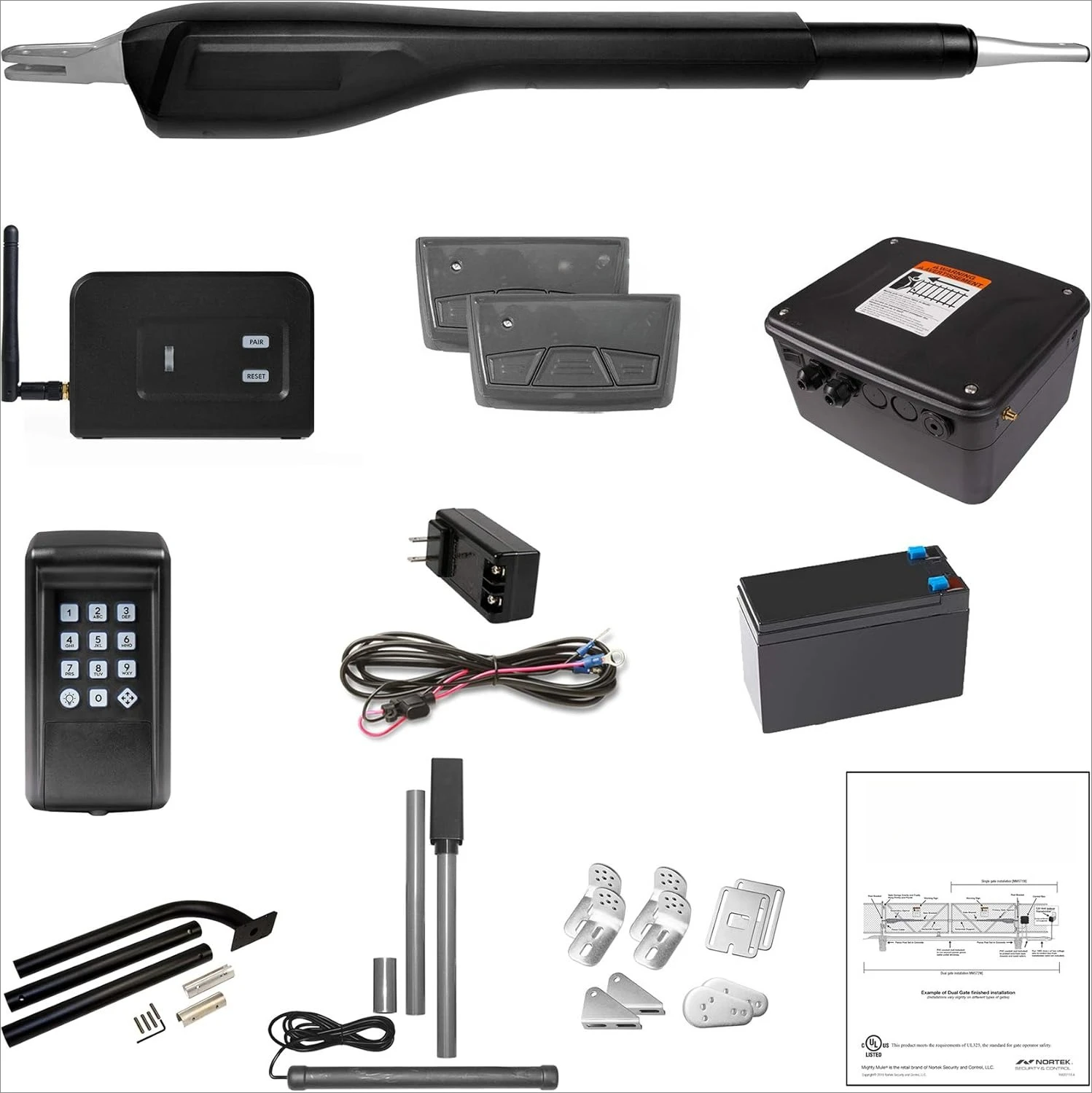 MM571W Heavy Duty Automatic Smart and Solar Ready, Single Gate Opener, Black