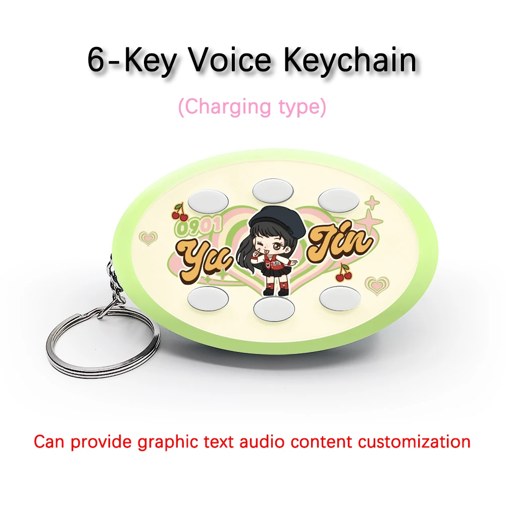 

Creative Voice Keyring For IVE Team Member An YuJin 6-Key Audio / Picture Customization Rechargeable Type Keychain Pendant Gift