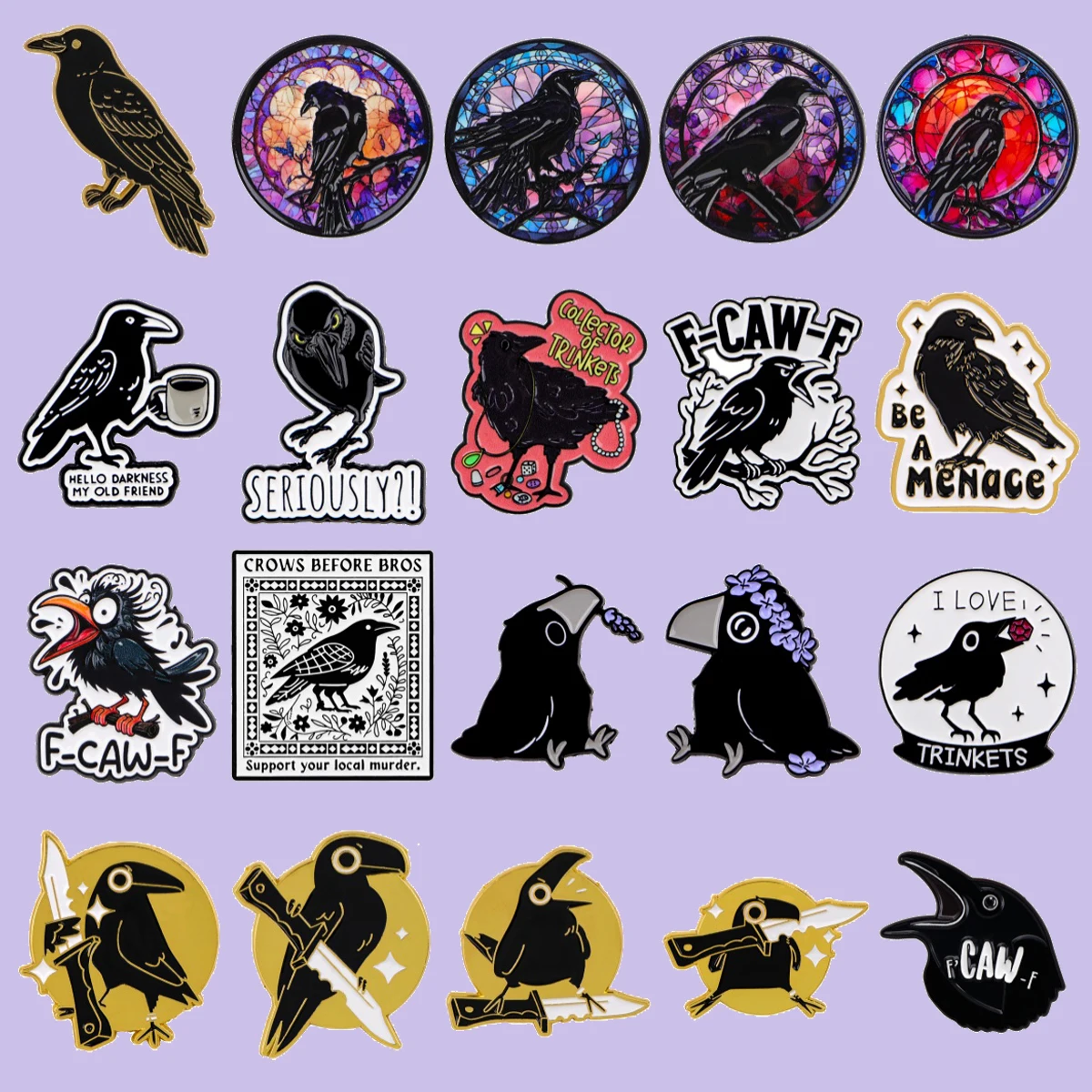 

F-CAW-F Crow Quotes Enamel Pins Metal Brooch Badge on Backpack For Women Clothing Accessories Fashion Jewelry Party Gifts