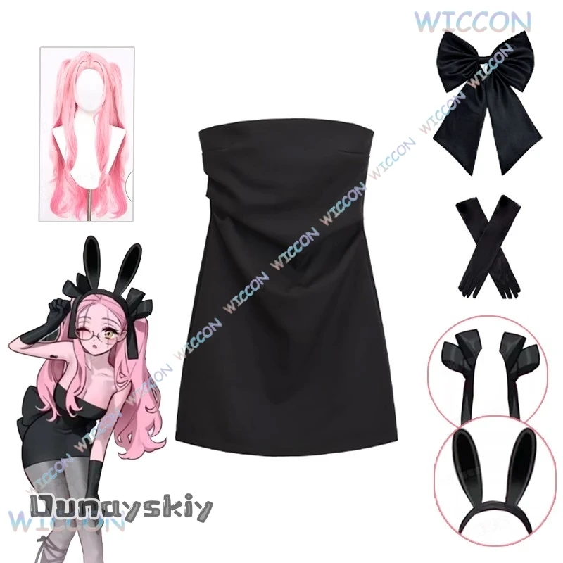 

{Anna zhang Online} Аниме Alien Stage Косплей 3th Anniversary Mizi Косплей Черное вечернее платье Парик Розовый парик Mizi Coffee Maid