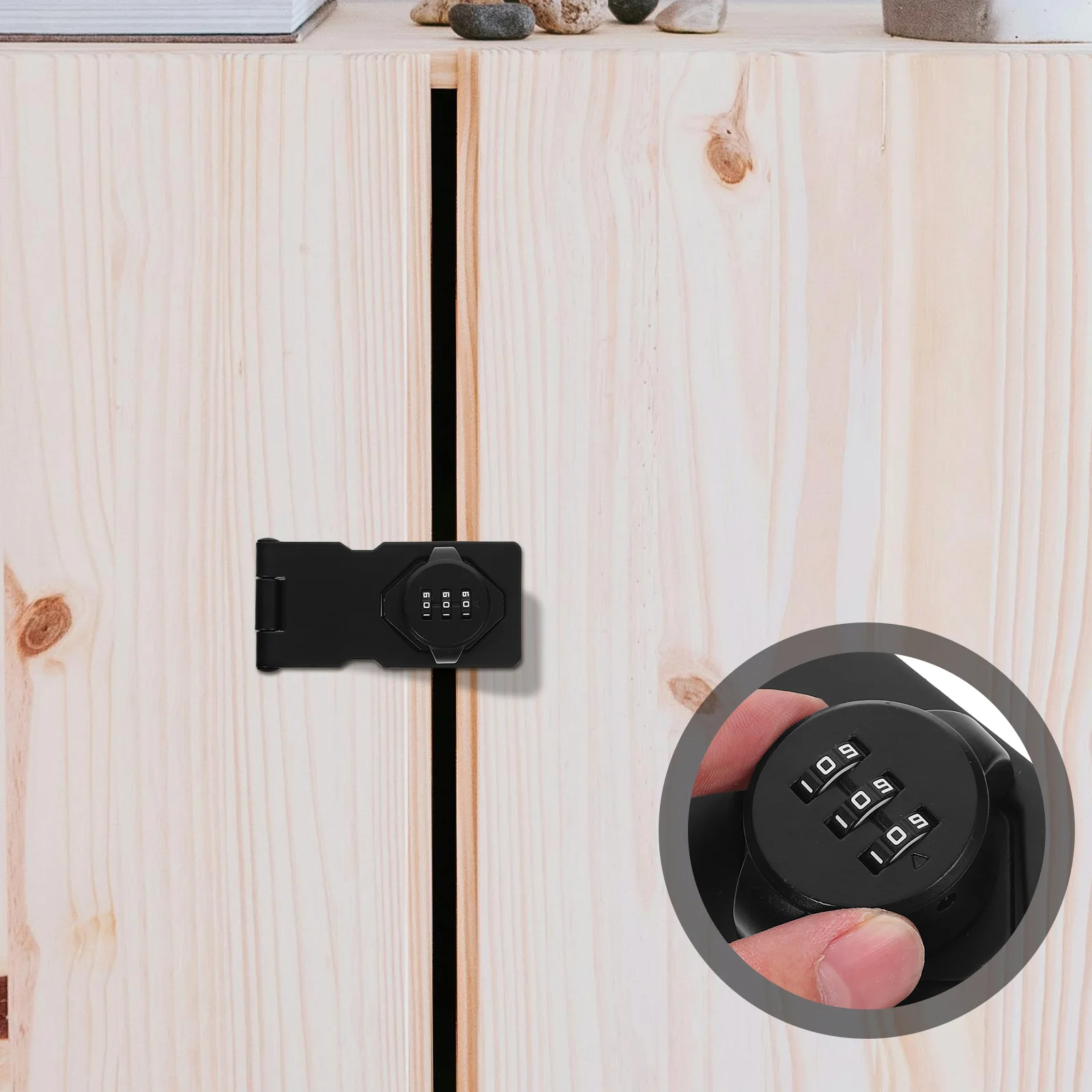 

Password Cabinet Door Lock Hasp Desk Drawer File Cabinets Combination for Locker Closet Black