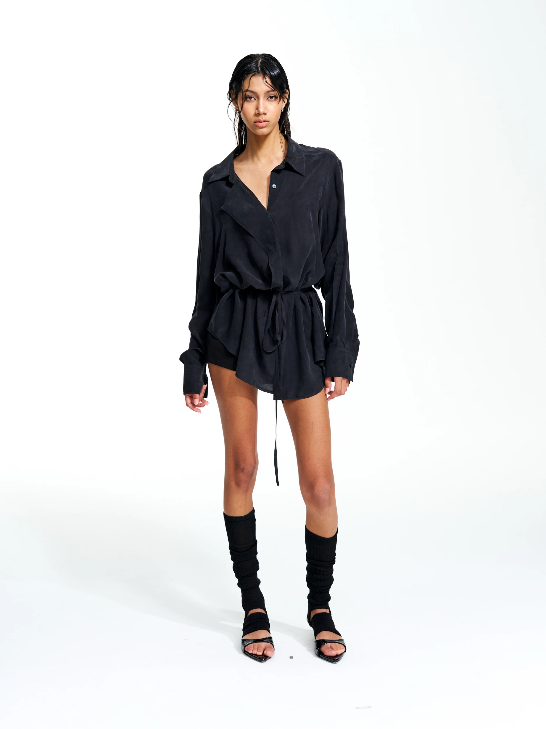 

Женская весенняя модная одежда: Утяжеленная свободная длинная рубашка с поясом, удобная, дышащая, оригинальный дизайн