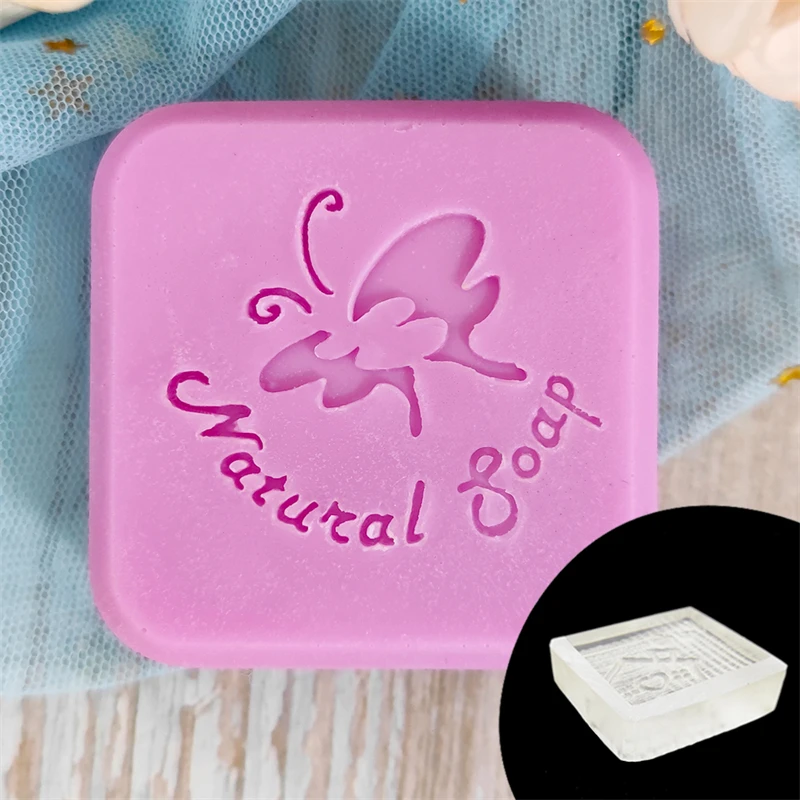 Transparent and Clear Acrylic Soap Stamp, DIY Seal Kits, Butterfly Flower Series, 40x40mm