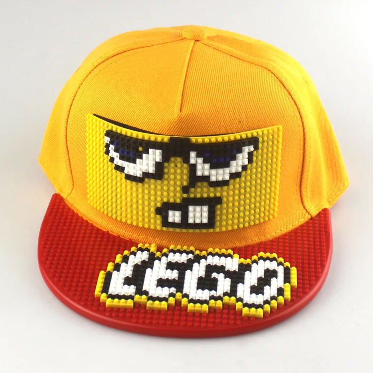 Kreative personalisierte Kinder Baseball Cap Lego Lego Cap kleine Partikel Bausteine Pixel Puzzle DIY flache Kante Hip Hop Hut