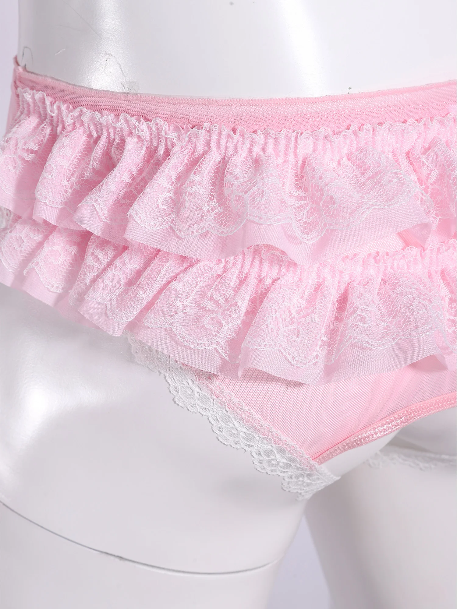Men's Ruffled Lace Trim Cutout Crotch/Normal Crotch Panties