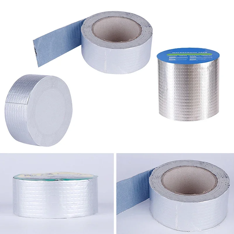 

5-20cm Width High Temperature Rubber Tape Waterproof Aluminum Foil Butyl Tape Adhesive Repair Roof Hose Repair Sticker