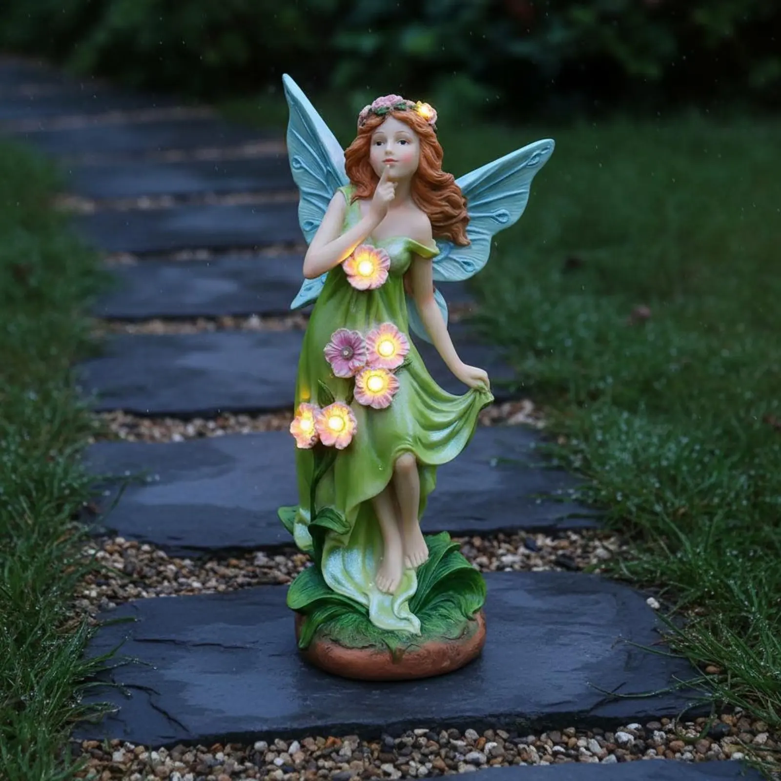 ソーラーフェアリーライト像樹脂工芸品フラワーフェアリー置物屋外エンジェルランプ置物耐候性エンジェルガーデン像