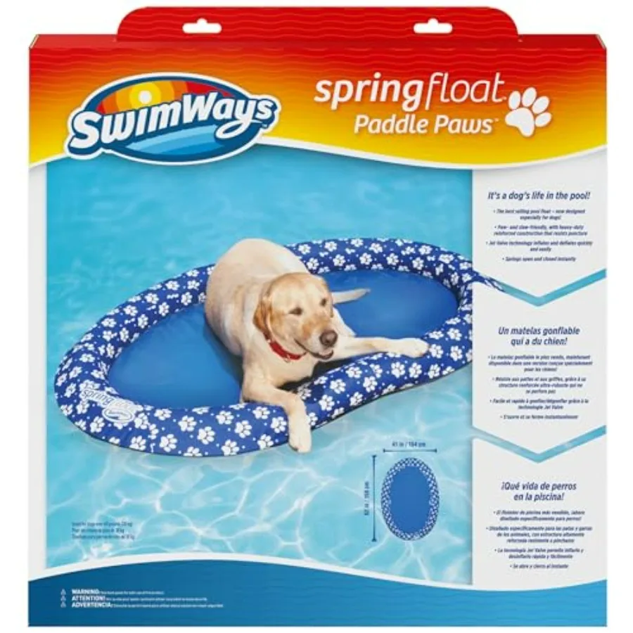 

Spring float dog raft for outdoor water activities, durable PVC material, blue color, extra-large size supports 65 lbs. and up